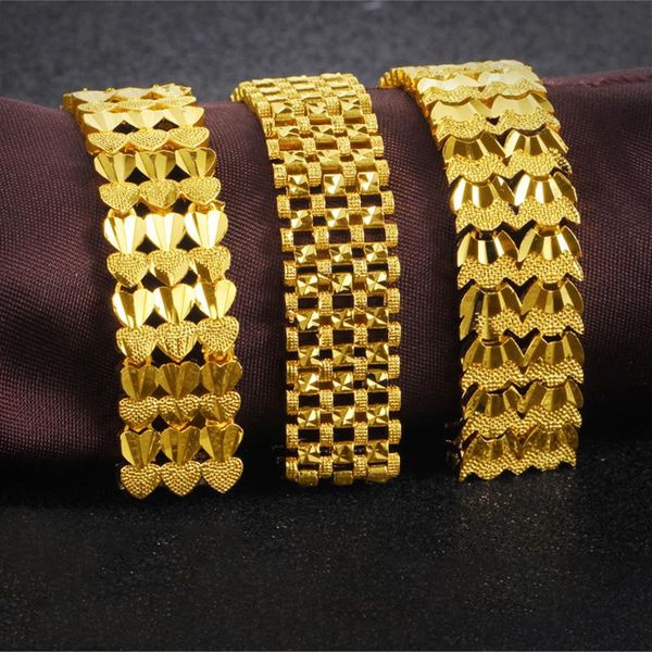 

link, chain 2021 fashion simple 24k gold cuff bracelets designs keep color vietnam alluvial jewelry, Black