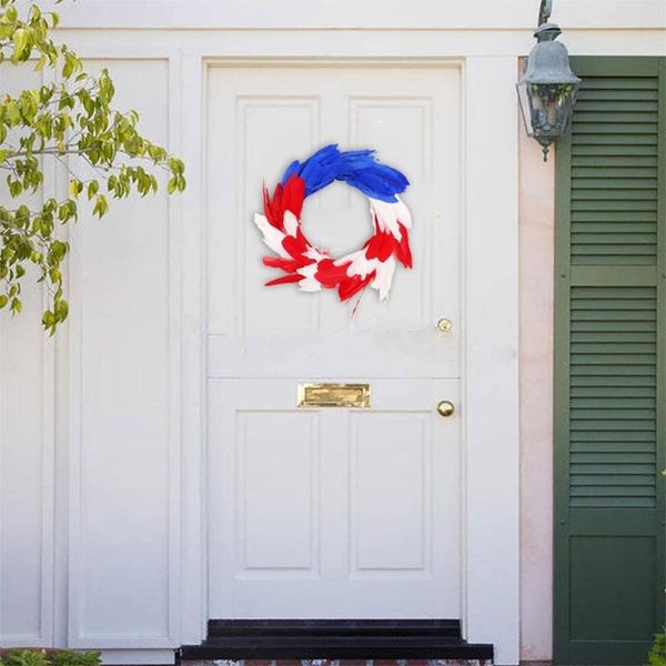 

decorative flowers & wreaths patriotic wreath independence day feather veterans hanging garland for front door porch ornament home decoratio