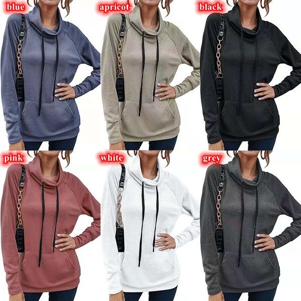 

autumn and winter 2021 high collar long sleeve sweater sportswomen's, Blue;black