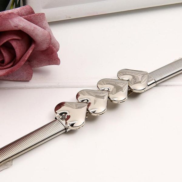 

belts women fashion design solid for dress ladies gold silver love pattern belt female luxury chain stretch elastic, Black;brown