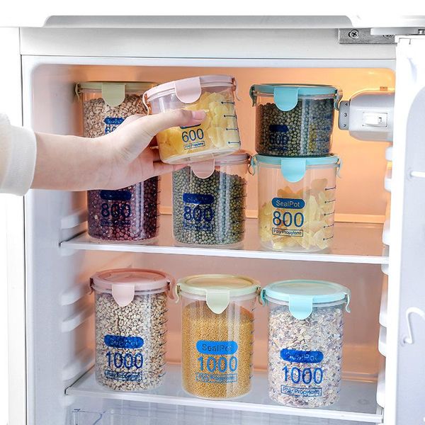 

storage bottles & jars kitchen transparent preservation airtight tank plastic multigrain with lid snack box