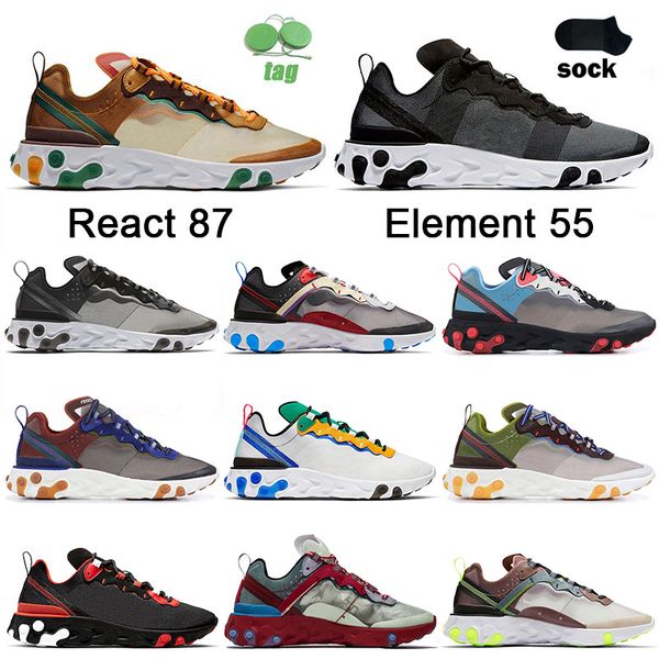 

shoes running nk element 87 react 55 sport orange peel black white tour green mist yellow reacts