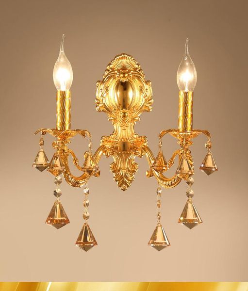 

wall lamp 2021 europe gold alloy led crystal sconce indoor lamps with 1 lights 2 for bedroom lighting