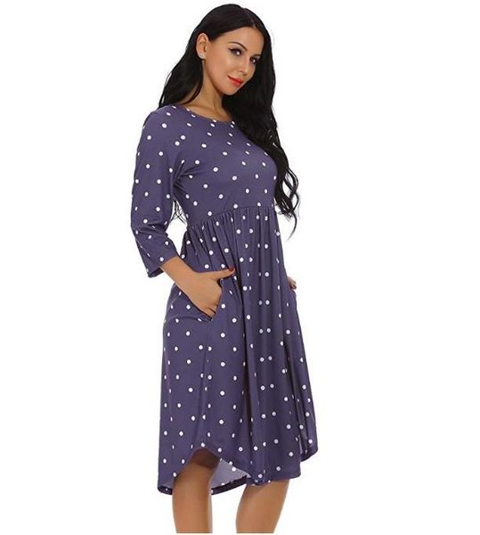 

maternity dresses long sleeve dresss polka dot pregnancy dress nursing for breastfeeding casual clothes pregnant women a-line, White