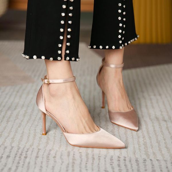 

dress shoes 2021 autumn large size buckle black high heels women sandals ankle straps pumps heel wedding