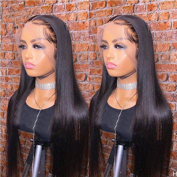 

soft 26 inch silky straight lace front wig for fashion women with baby hair glueless preplucked daily heat resistant deep wave wig, Black;brown