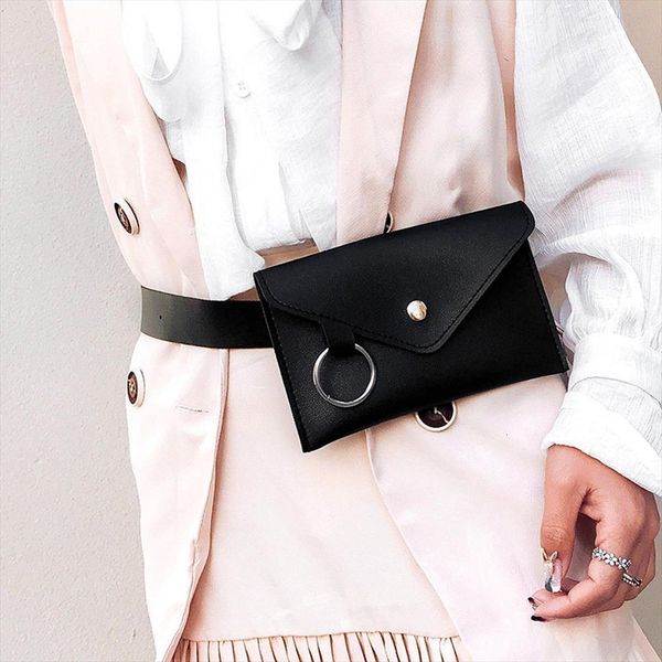 

fanny pack women banana waist bags belt leather fashion pure color ring pu purse messenger shoulder chest pochete