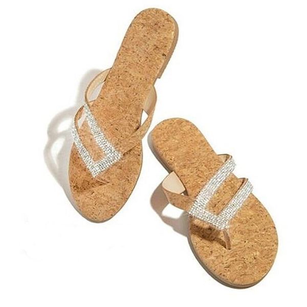 

ladies slippers 2021 clip toe flat bling crystal snake-skin breathable plus size 35-43 casual beach summer c2273, Black