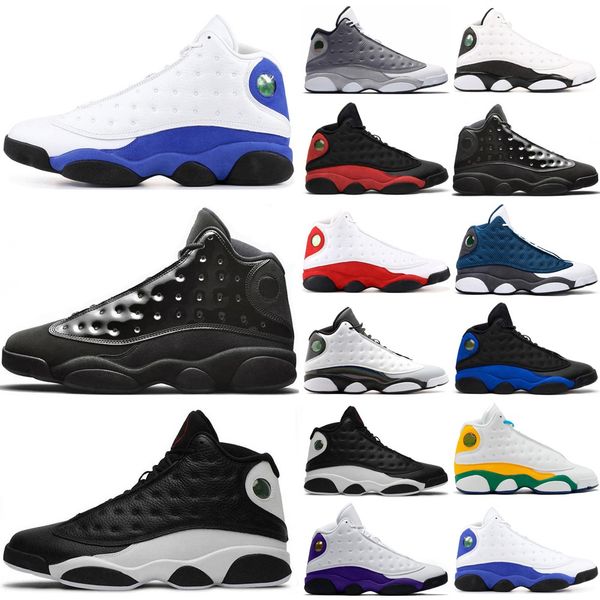 

13 13s basketball shoes mens bred cap and gown red flint black court purple obsidian lucky green sports trainer sneakers 40-47