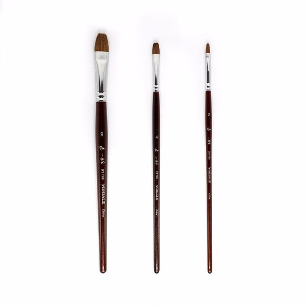 

3 pcs Artist Wolf Painting Hairbrush Set for Acrylic Drawing Painting Professional Watercolor Filbert Paintbrush Art Material, Default color