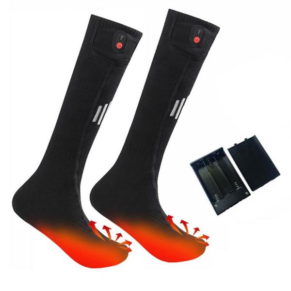 

sports socks heated anti-cold electric heating temperature adjustable with battery box upgraded rechargeable ele, Black