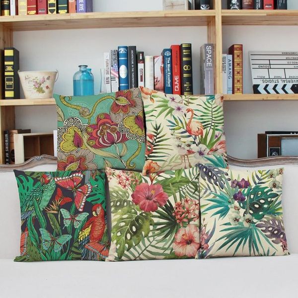 

abstract flowers and plants animal 3d digital printing linen pillow leisure back cushion cover wholesale coreless cushion/decorative