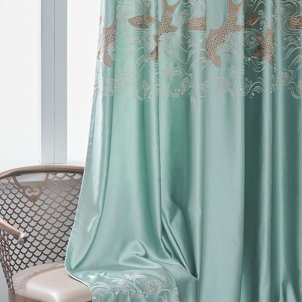 

curtain & drapes silky curtains for living room chinese imitation finished products embroidered stitching dining bedroom