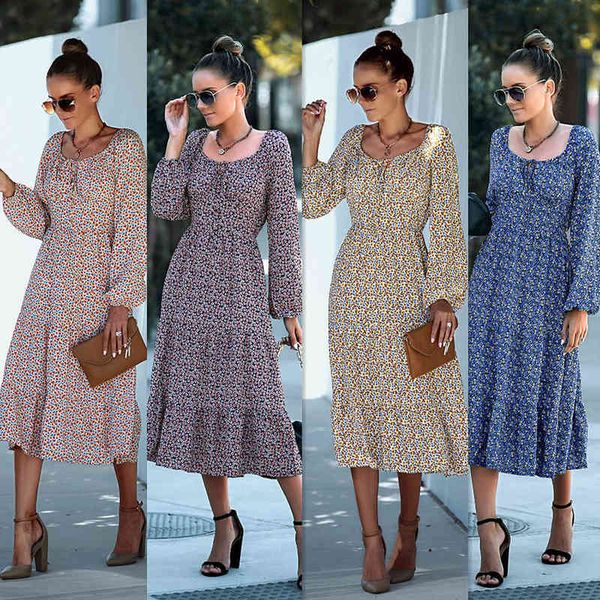 

casual dresses independently developed and digned fashion long skirt 2022 autumn winter round neck waist closing slim dresses, Black;gray