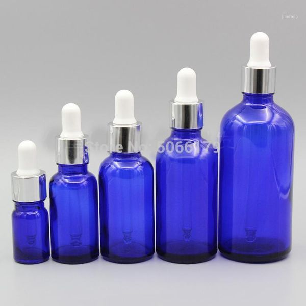 

storage bottles & jars 15pcs 5ml10ml15ml20ml30ml50ml100ml glass blue empty cosmetic essential dropper bottle perfume reagent pip