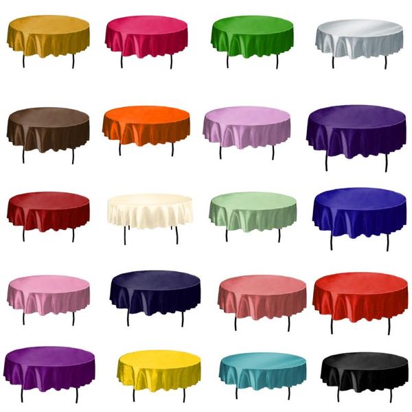 

table cloth 1pcs 152cm round satin tablecloth cover solid color for christmas birthday wedding party el decoration