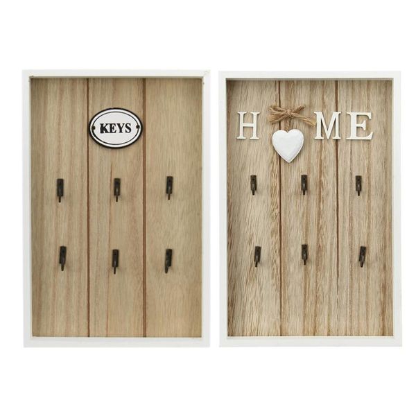 

hooks & rails wall mounted key holder wooden organizer hanger with 6 hook decorative minimalist