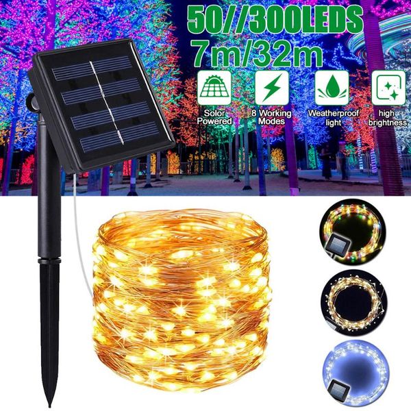 

solar lamps led lights outdoor 32m/7m garden string lamp fairy holiday party garlands waterproof