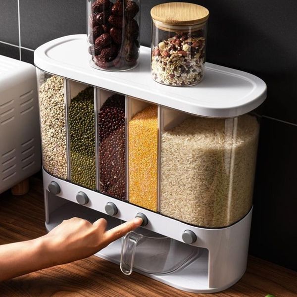 

storage bottles & jars 1 pc kitchen sealed rice bucket box wall-mounted moisture-proof can containers dispenser grains