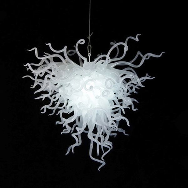 Moderne Kronleuchter aus weißem Glas, Beleuchtung, LED-Hängelampen für Wohnzimmer, Esszimmer, Küche, Büro, Restaurant, 60 cm breiter und 60 cm hoher Murano-Kronleuchter