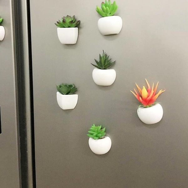 

fridge magnets potted artificial green succulent plants vase souvenir blackboard stickers flower magnetic set fake bonsai y7y5