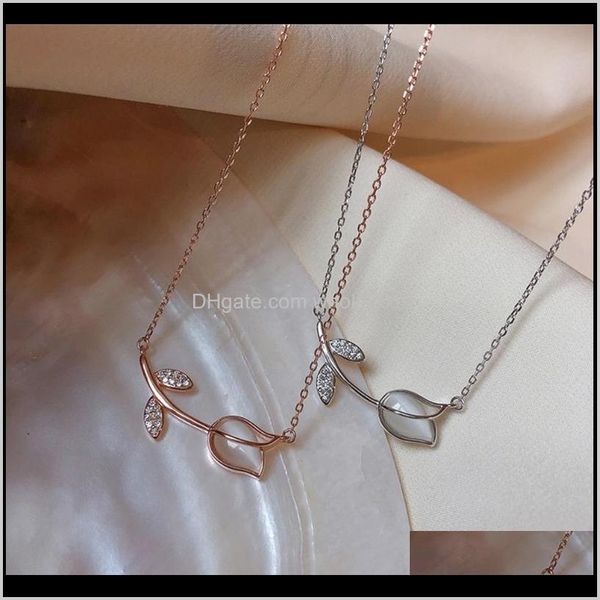 

& pendants drop delivery 2021 korean opal flower charm statement pendant necklace for women female simple clavicle link chain jewelry neckla, Silver