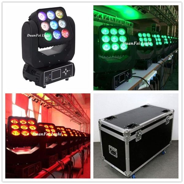 

effects (6lot+roadcase) party dj pro led moving head 9x12w rgbw 4in1 beam matrxi light dot movinghead
