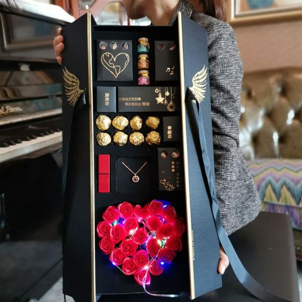 

gift wrap flower bouquet box for valentines day delicate case