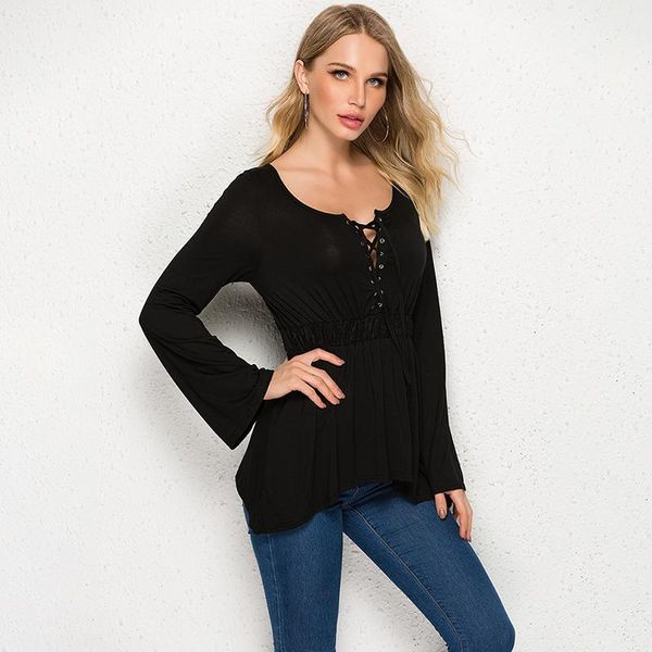 

women's blouses & shirts 2021 autumn women v neck long sleeve lace splicing solid blusas casual plus size oversized, White