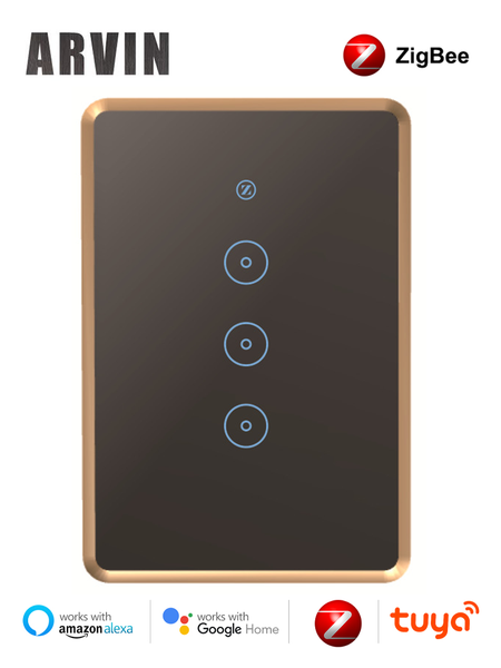 

smart home control tuya zigbee light switch 3 gang wall touch compatible alexa google us life neutral wire