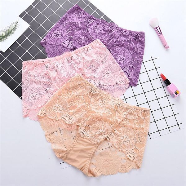 

women's panties underwear women plus size lace transparent briefs seamless lingerie lady cotton high-rise, Black;pink