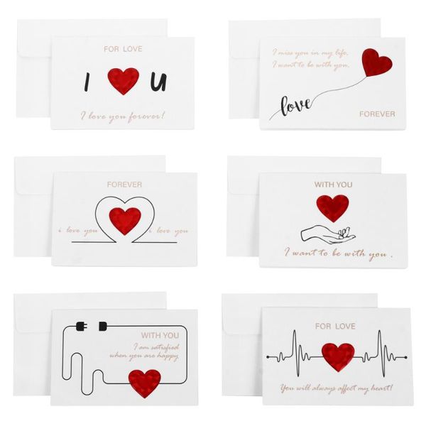 

greeting cards 6pcs valentine's day blessing heart (horizontal, envelope)