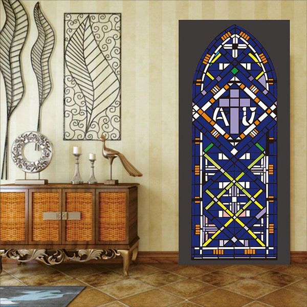 

window stickers duable glass film custom size static cling symmetry color lump stained bathroom kitchen wardrobe door decor 50cmx100cm