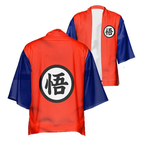 

ethnic clothing japanese animation kimono three-quarter sleeve pajamas thin casual cape summer cardigan men's shirt fighting mon, Red