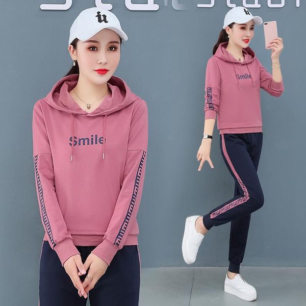

women's two piece pants sportswear suit female 2021 spring and autumn loose korean leisure fashion two-piece set for young students lad, White