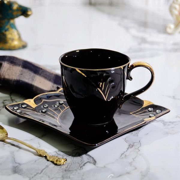 

cups & saucers porcelain coffee cup nordic hand painted gold plated espresso saucer simple koffie kopjes household drinking utensils ef50cc
