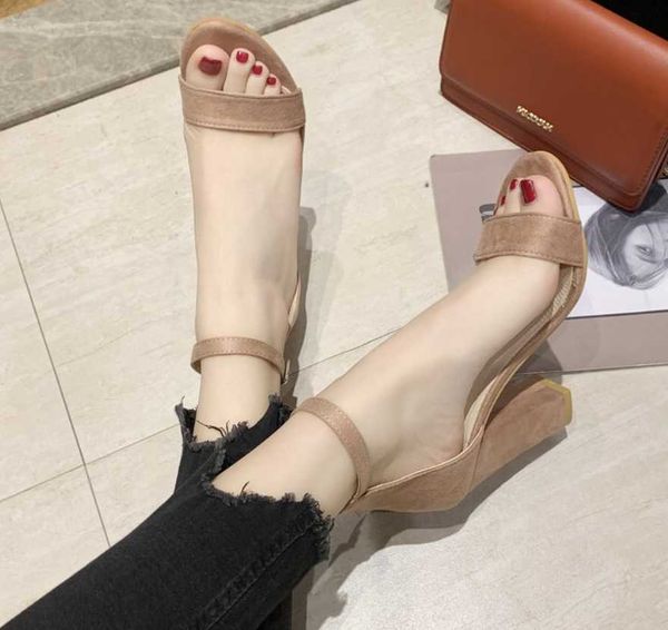 

women sandals ankle strap summer shoes woman high heels plus size 43 open toe y0721, Black