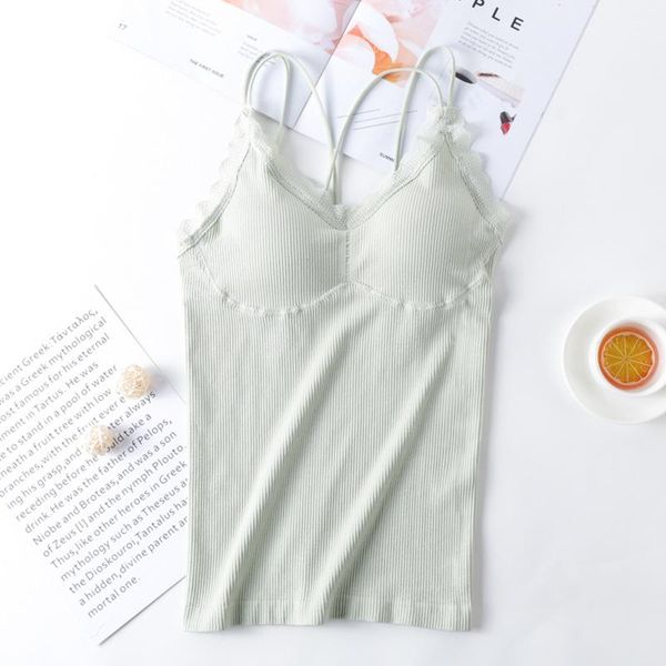 

women's tanks & camis 2021 seamless tank comfort long edition breathable stylish halter with chest pad zjm13, White