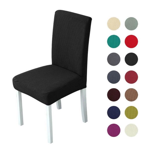 

thickened plaid polar fleece chair cover solid color kitchen dining slipcovers stretchable for home wedding banquet covers