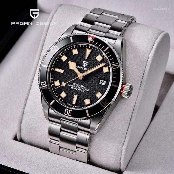 

wristwatches pagani design 2021 bb58 retro automatic watch men nh35a mechanical wrist 100m waterproof sapphire reloj hombre+box, Slivery;brown