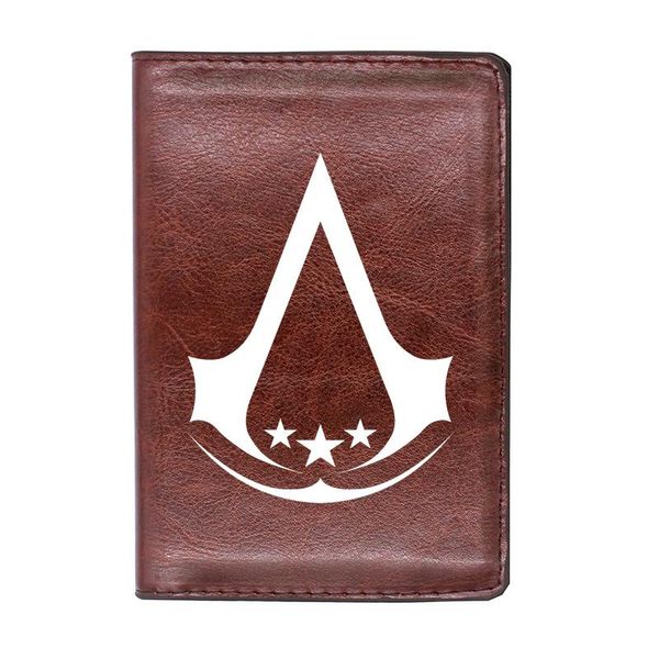 

card holders classic fashion assassin star symbol printing leather passport case, Brown;gray