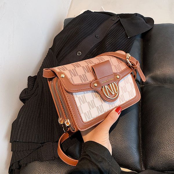 

shopping fashion popular double-layer small square bag versatile crossbody womens bag color matching simple shopping bag classic fashion sma