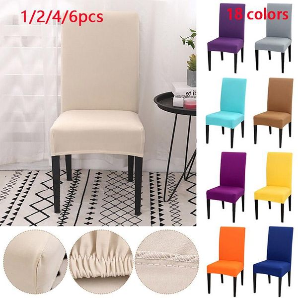 

1/2/4/6pcs solid color chair cover spandex stretch elastic slipcovers covers white for dining room kitchen wedding