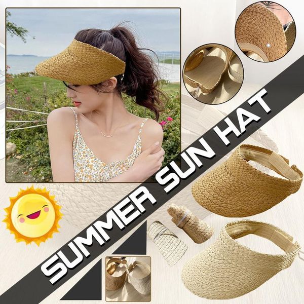 

wide brim hats sun women straw handmade solid protection casual outdoor beach travel khaki summer spring, Blue;gray