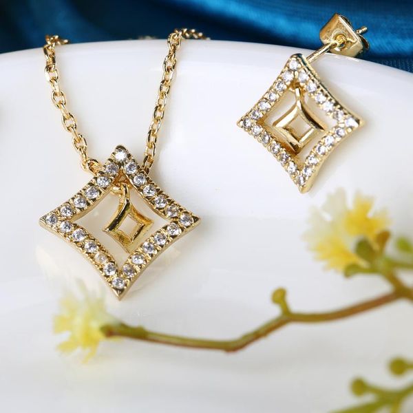 

earrings & necklace 2021 fashion charm pendant necklaces earring gold /white color quadrilateral shap jewelry sets for valentine 's day, Silver