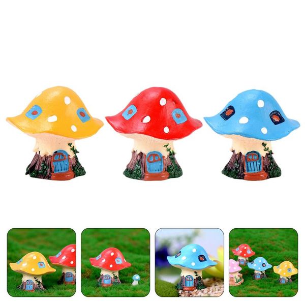 

wallpapers 3pcs micro landscaping decor mushroom house shape ornaments resin crafts