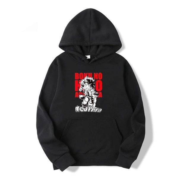

men's hoodies & sweatshirts 2021 autumn male fashion printing my hero academia deku boku no anime hoodie hip hop fitness loose, Black