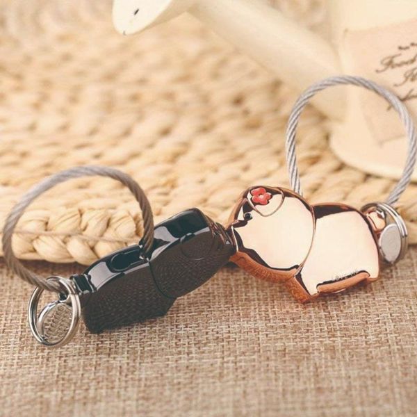 

keychains trendy sweet kiss piggies keychain with magnetism cute pigs couple christmas gifts valentine's love token, Silver