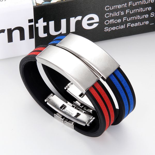 

stainless steel bracelet men's fashion light version bracelet lettering jewelry wine supplies gifts, Golden;silver