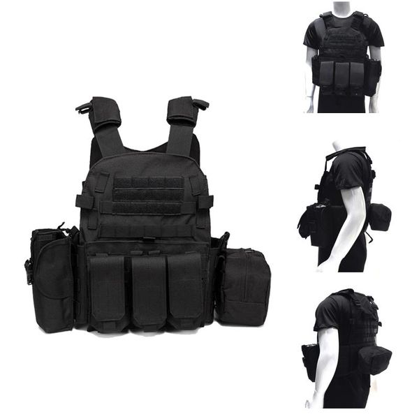 

tactical hunting vest molle paintball military equipement carrier combat army body armor training protection gear jackets, Camo;black